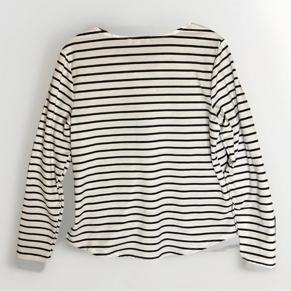 San Francisco Lace Up Front Shirt Women’s Sz L Black Ivory 100% Cotton Nautical - Picture 2 of 7